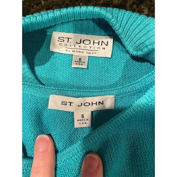 St. John Collection Women's Blue Knit Tank & Cardigan Set 2 piece Size 8 - Picture 11 of 16